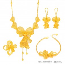 足金裙摆蝴蝶结小金珠流苏套装